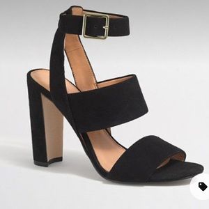 J. Crew Black Suede Block Heel Sandal Size 6.5